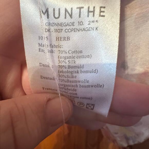 MUNTHE feminine floral short sleeve silk/cotton blend top soft romantic 44 (XL) - Picture 6 of 6